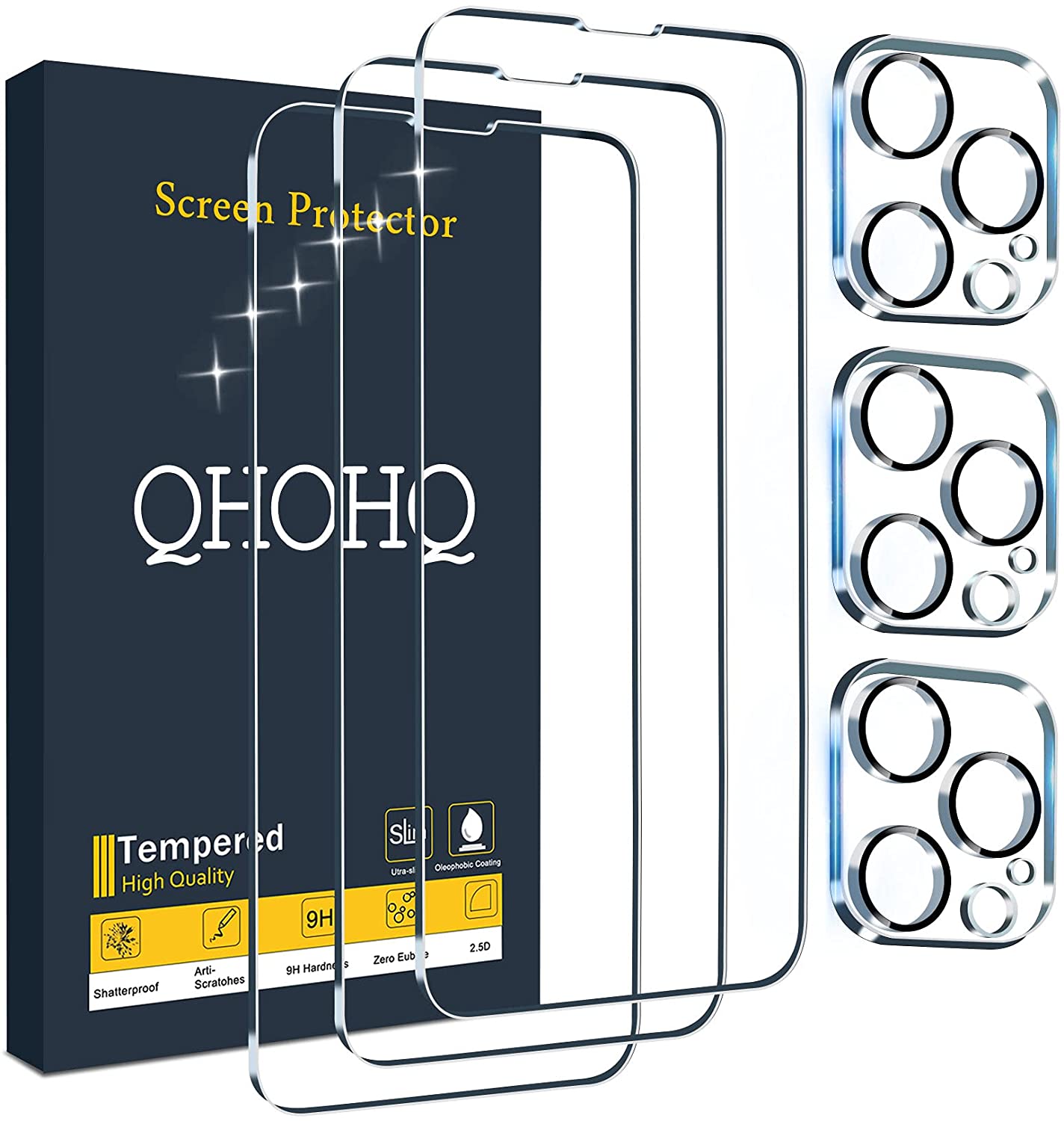 QHOHQ Paquete de 3 protectores de pantalla para iPhone 13 Pro Max de 6.7 pulgadas